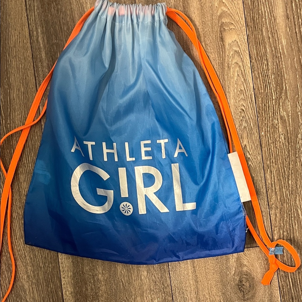 Athleta Girl Blue and Orange Drawstring Backpack